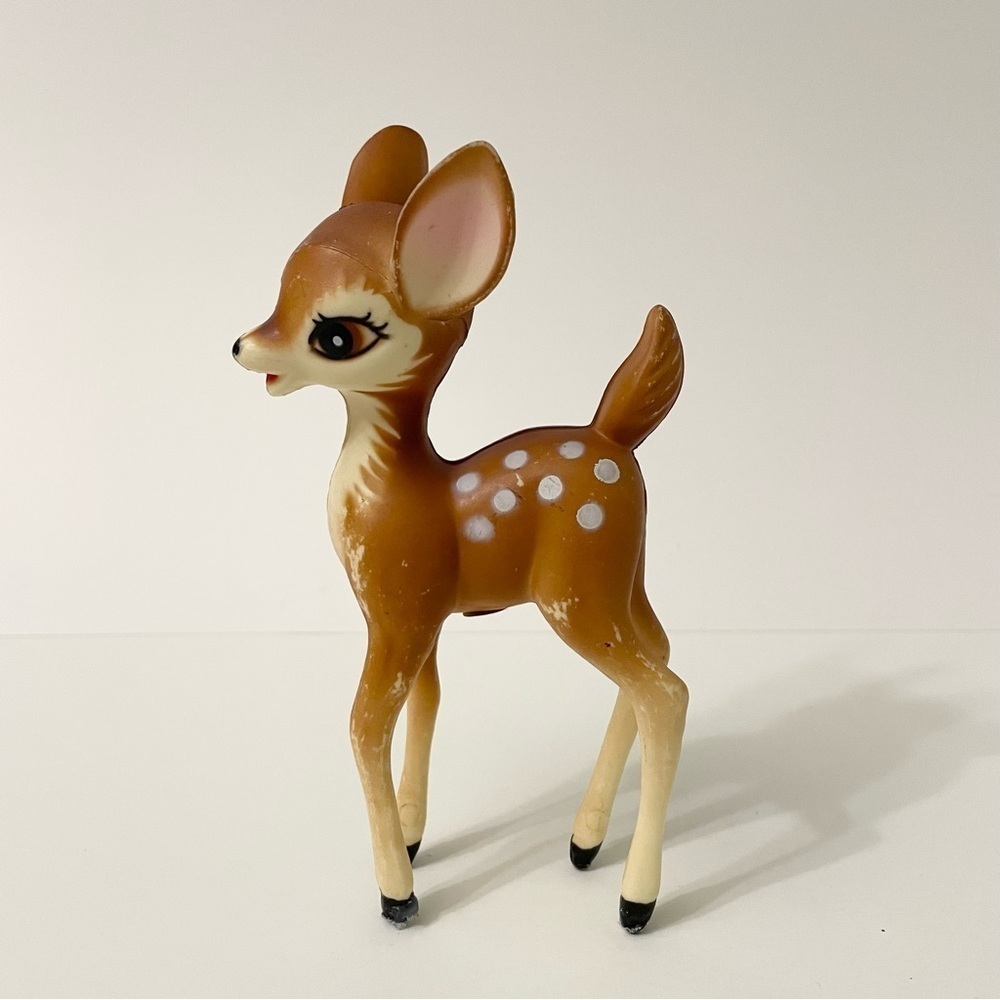 Vintage Bambi Deer Fawn Hard Plastic Figurine 6” Tall Hong Kong